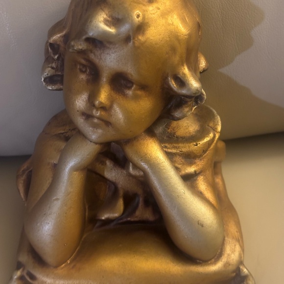 Antique Chalkware Plaster Girl Bust - Picture 2 of 5